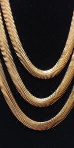 Triple Strand Snake Chain Link Vegan Leather Choker