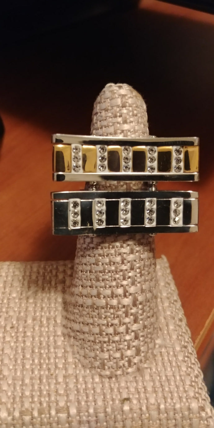 Stainless Steel Women's CZ Stones Gold Ring