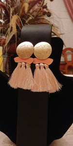 Enamel Fringe Thread Gold Tone Dangle Studs
