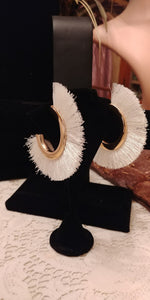 Thread Fringe Open Hoop 18K Gold Plated Earrings