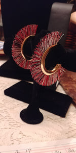 Thread Fringe Open Hoop 18K Gold Plated Earrings