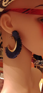 Thread Fringe Open Hoop 18K Gold Plated Earrings