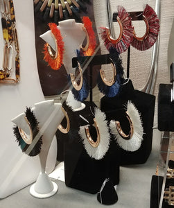 Thread Fringe Open Hoop 18K Gold Plated Earrings