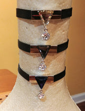 Load image into Gallery viewer, Black Braided Ribbon Choker with Triangle Crystal Pendant
