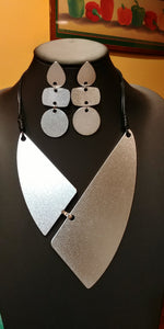 Aluminum Silver Geometric Shaped Adjustable Choker