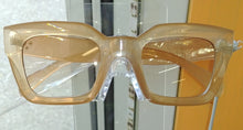 Load image into Gallery viewer, Tan Square Transparent Frames Light Brown Lens Sunglasses
