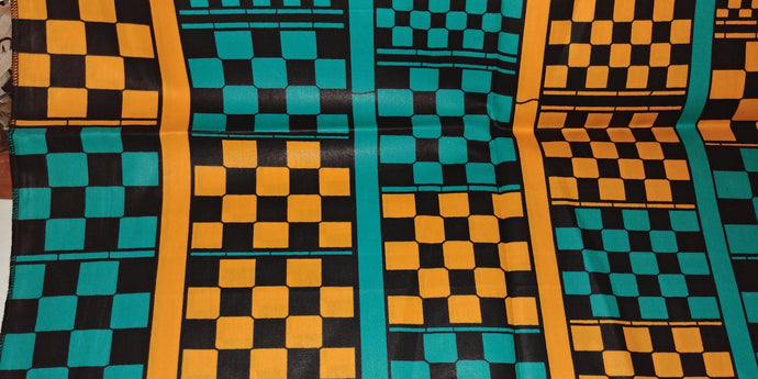 Square, Teal, Gold & Black Headwrap