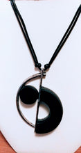 Load image into Gallery viewer, Antique Silver Plated &amp; Sandalwood Half Moon Shape Necklace
