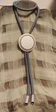 Load image into Gallery viewer, Rubber Rolled Rope Oversized Circular Bolo Tie 25&quot; Matte Silver Necklace
