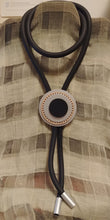 Load image into Gallery viewer, Rubber Rolled Rope Oversized Circular Bolo Tie 25&quot; Matte Silver Necklace
