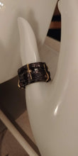 Load image into Gallery viewer, Braided Black Enamel Gold Plated CZ Ring
