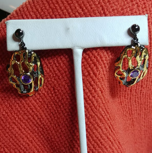Black Gun & Gold Earrings
