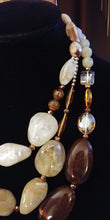 Load image into Gallery viewer, 3 Strand Resin &amp; Crystal Gold Plated Claw Clasp
