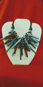 Handmade Multi Layered Wooden Cylinders Claw Clasp Necklace