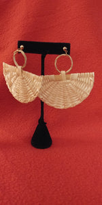 Straw Rattan Fan Earrings