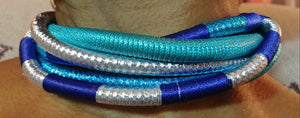Multi Strand Foiled Thread & Twine Necklace Earring Set