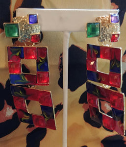 Three-Tier Rhinestone Earrings
