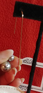 Double Sided Gray Simulated Pearl Dangler Push Back Earrings