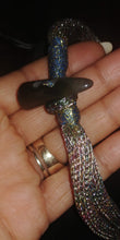 Load image into Gallery viewer, Metallic Taffeta Flower Petal Danglers with Crystals Button Hook &amp; Eye Closure
