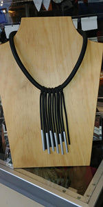 Black Rolled Rubber Necklace