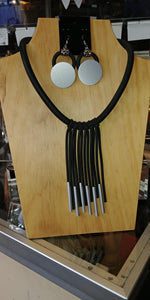 Black Rolled Rubber Necklace