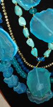 Load image into Gallery viewer, 2Pc. Aqua Blue Gem Stone Necklace Set

