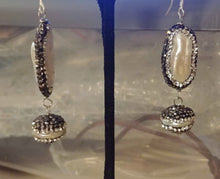 Load image into Gallery viewer, White Biwa Pearl Iridescent Smoke &amp; Clear CZ Double Danglers Fish Hooks
