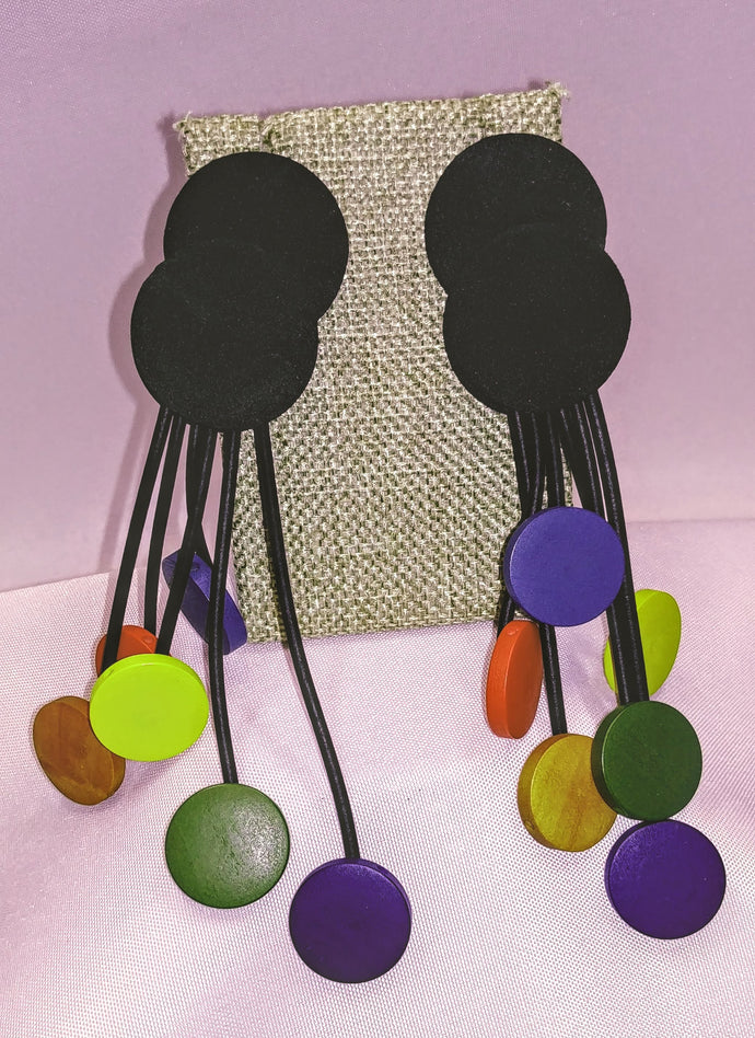 Black Round Rubber Earrings