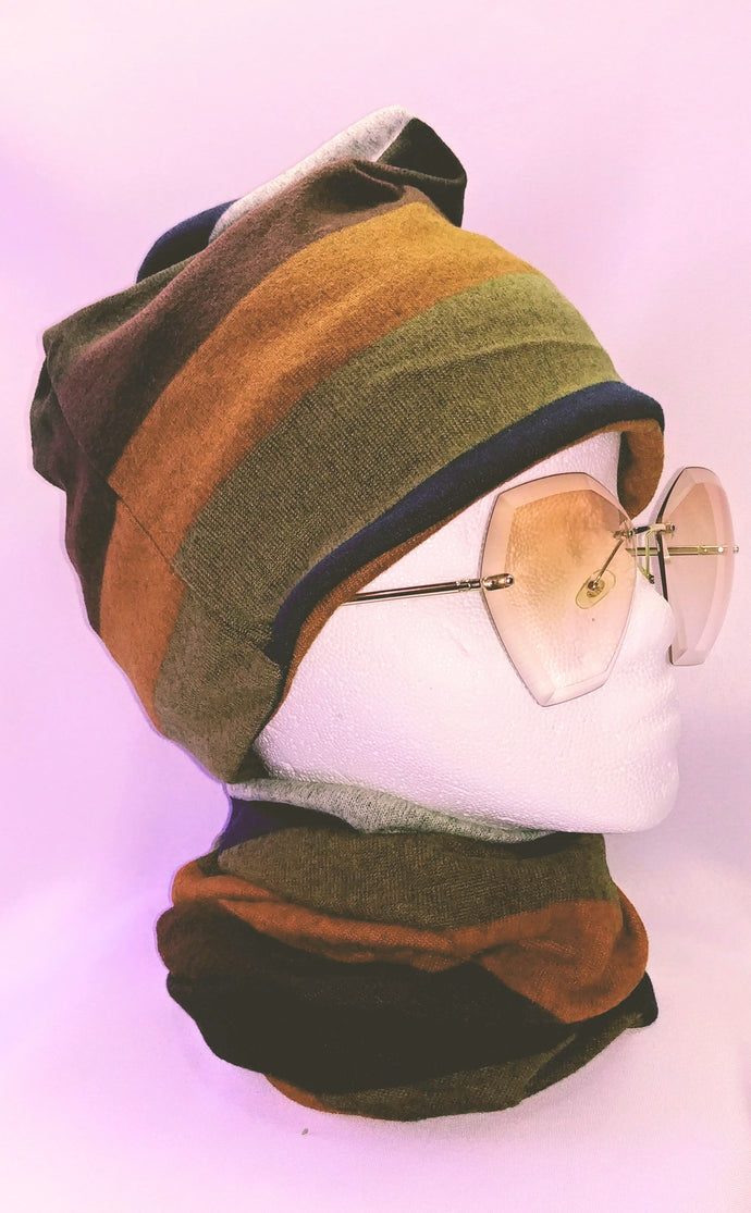 Open Top Cotton Stripped Beanie