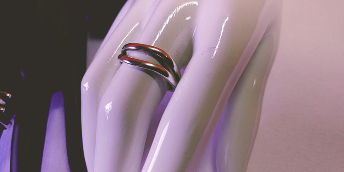 Polished Silver Plated Copper Knuckle Double Band Wave Ring - Adjustable