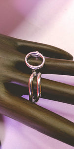 Polished Silver Plated Copper Knuckle Double Band Wave Ring - Adjustable