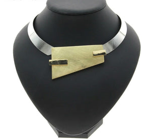 Gold Silver Etched Choker Necklace