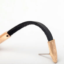 Load image into Gallery viewer, Black Single Strip Suede Dangle Gold Tip &amp; Post Earrings
