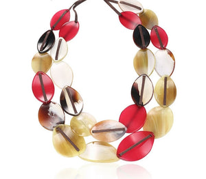Double Layer Red Yellow Acrylic Wax Rope Necklace
