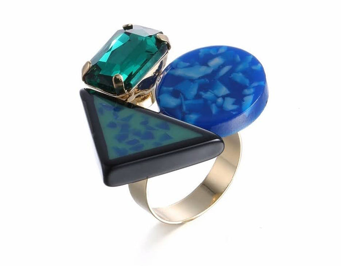 Geometric Blue Ring