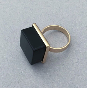 Adjustable 10K Gold Plated BLOCK Ring