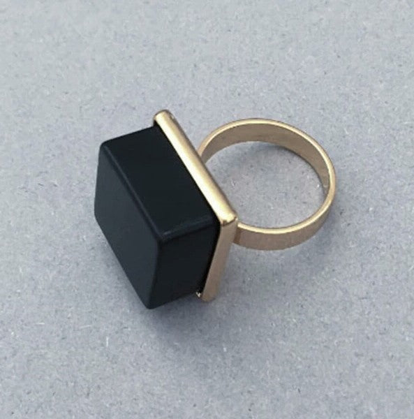 Adjustable 10K Gold Plated BLOCK Ring