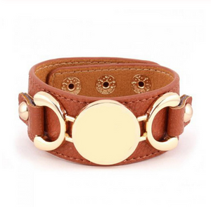 Leather & Gold Snap Cuff