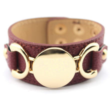 Load image into Gallery viewer, Leather &amp; Gold Snap Cuff
