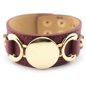 Leather & Gold Snap Cuff