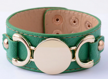 Load image into Gallery viewer, Leather &amp; Gold Snap Cuff

