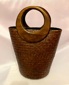 Handbag Deep Bucket Woven Straw