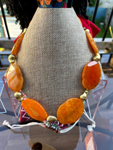 Necklace Natural Gemstones Orange Slices