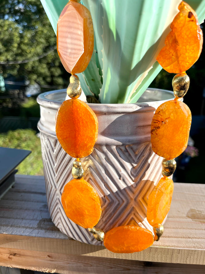 Necklace Natural Gemstones Orange Slices