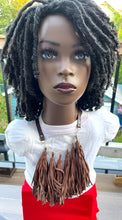 Load image into Gallery viewer, Necklace Brown Leather Fringe Pendants
