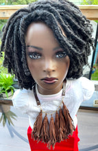 Load image into Gallery viewer, Necklace Brown Leather Fringe Pendants
