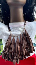Load image into Gallery viewer, Necklace Brown Leather Fringe Pendants
