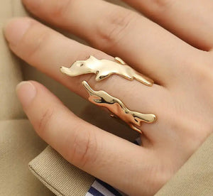 Ring Geometric Hammered Flame