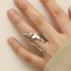 Ring Geometric Hammered Flame