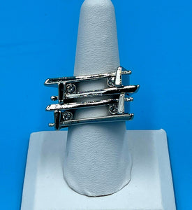 Ring 3-D Curve Geometric White Zircon
